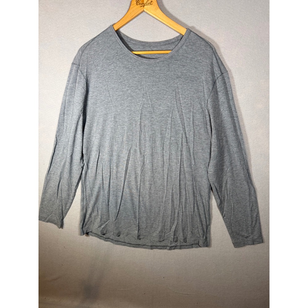 Lululemon Mens Heathered Grey Long Sleeve Crew Neck Training Tee Shirt XL